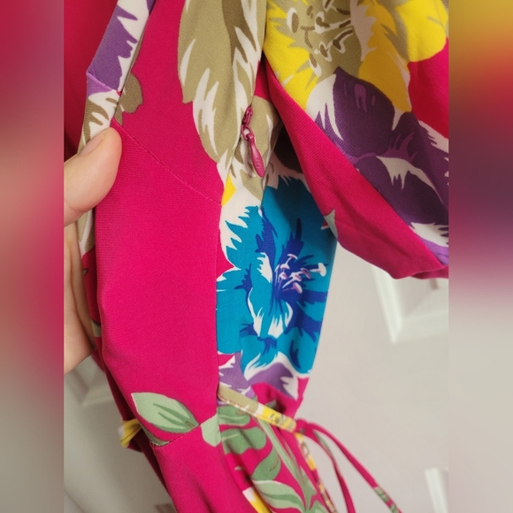 Lauren Ralph Lauren Black Label Womens Pink Floral V-Neck Stretch Dress Size 6 - Picture 5 of 5